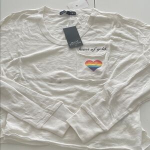 Women's White Long Sleeve Tee with Heart of Gold Design